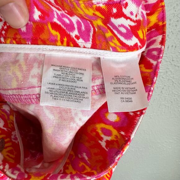 Jones New York NWT Orange Hot Pink Ikat Print Soft Denim Pencil Skirt - Picture 8 of 8